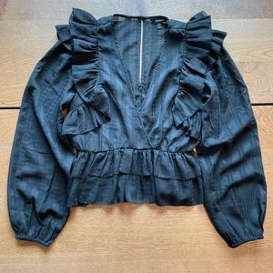 Express women’s extra small black ruffled blouse.